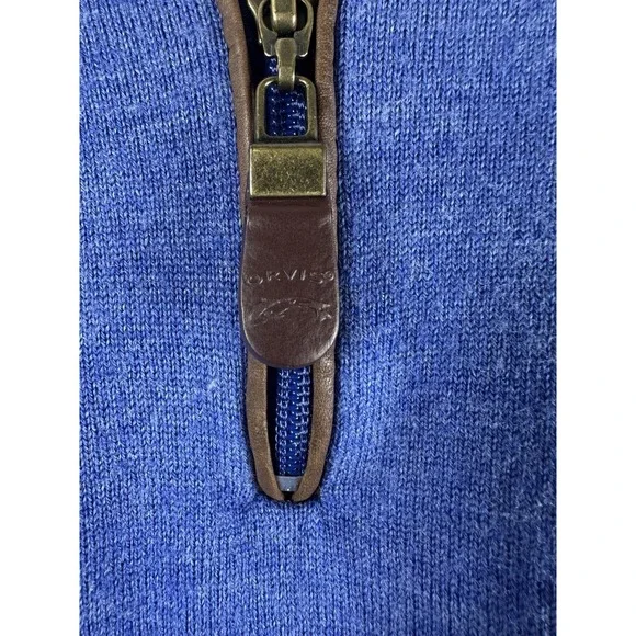 ORVIS Merino Wool Sweater 1/4 Zip Men's Top Leather Base Layer Outdoors Prep - Picture 4 of 11